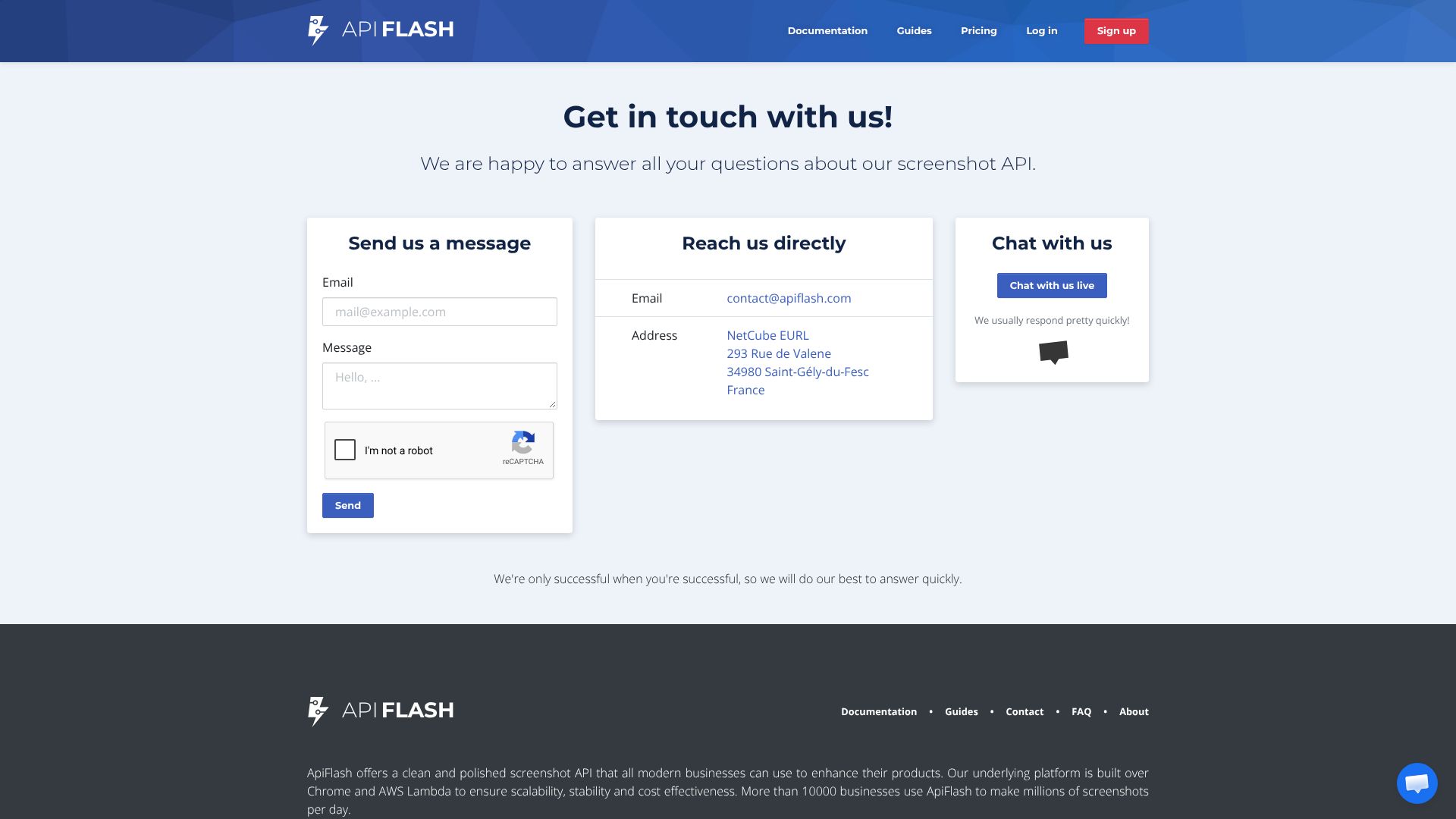 Contact ApiFlash Screenshot API Support | ApiFlash