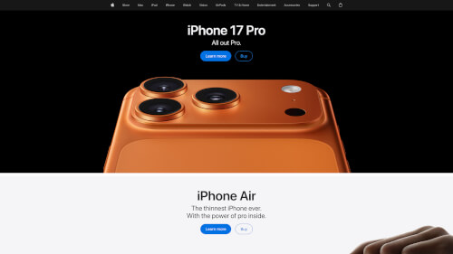 The Apple website rendered by our screenshot API.