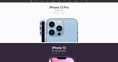 The Apple website at 2048px width rendered using the screenshot API.