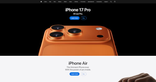 The Apple website at 2048px width rendered using the screenshot API.