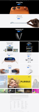 The Apple website with scrolling made by a perfect screenshot API.