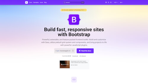 Screenshot capture of the Bootstrap website with our screenshot API.
