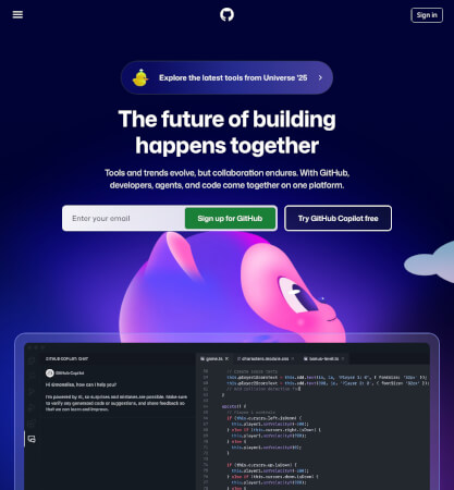 GitHub website rendered at 1000px width using our screenshot API.