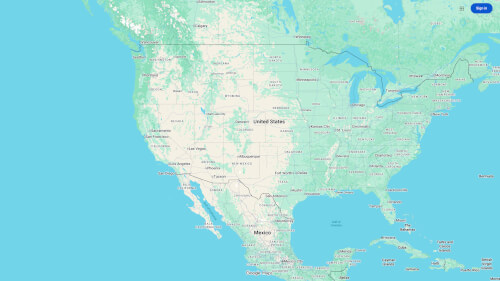 Google Maps with the UI hidden rendered with our screenshot service.